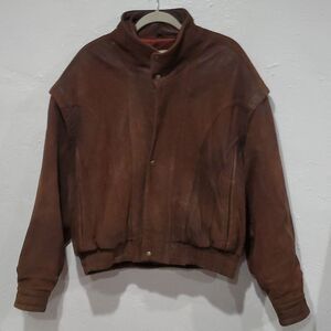Tannery West Vintage Thermolite Leather Bomber Jacket in Brown Size L